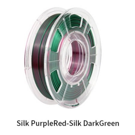 Silk PLA,  Дуоколор пластик "Silk purple red-Silk dark green", JAMGHE