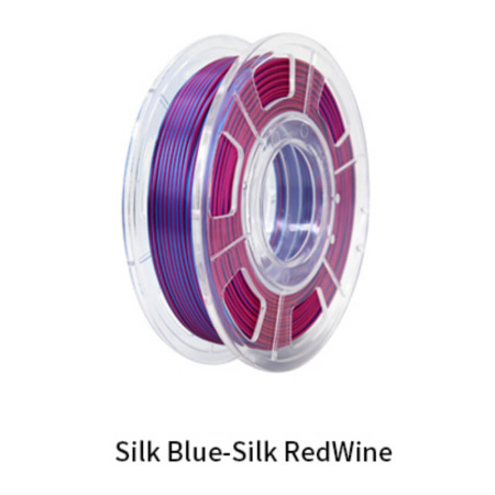 Silk PLA,  Дуоколор пластик "Silk blue-Silk red wine", JAMGHE