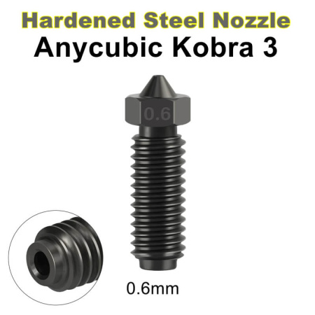 Сопло 0.6 из закаленной стали для Anycubic Kobra 3