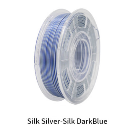Silk PLA,  Дуоколор пластик "Silk silver-Silk dark blue", JAMGHE