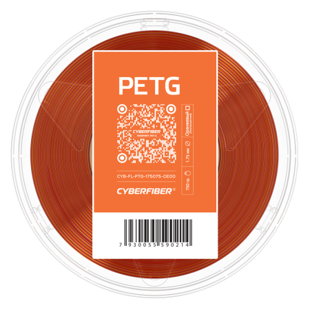 PETG, пластик "Прозрачный Оранжевый", CyberFiber
