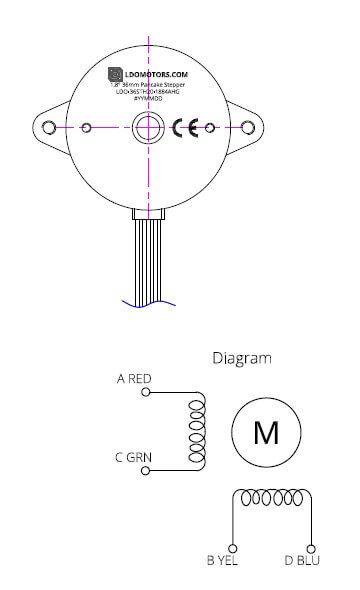 Шаговый двигатель LDO-36STH20-1884AHG, 36STH, Nema 14