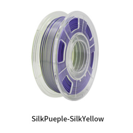 Silk PLA,  Дуоколор пластик "Silk purple-Silk yellow", JAMGHE