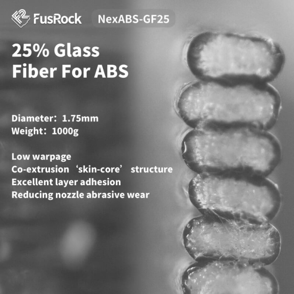 Пластик NexABS-GF, Стеклонаполненный 25%, Black (Черный), FUSROCK