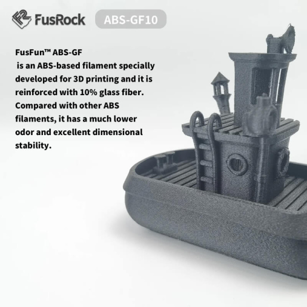 Пластик ABS-GF, Стеклонаполненный 10%, Black, FUSROCK