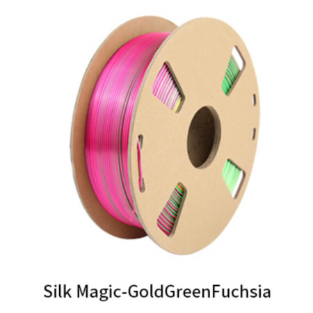 Silk PLA, Триколор пластик "Gold/Green/Fuchsia", JAMGHE