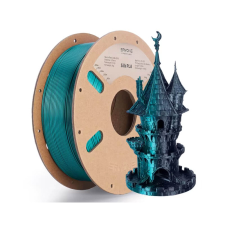 Silk PLA,  Дуоколор пластик "Emerald Green / Black", Eryone