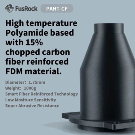 Пластик PAHT-CF, Black (Черный), FUSROCK — филамент PA6/PA12 для прочных деталей