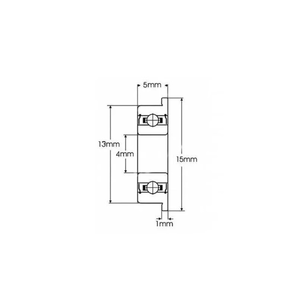 Фланцевый подшипник F624ZZ, 4x15x5, Fushi
