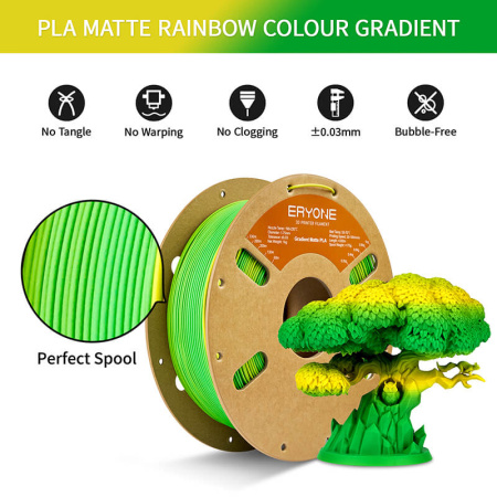 Матовый PLA, Радужный (Градиентный) пластик "Shire" (Yellow/Green), Eryone — купить филамент для 3D-принтера Матовый PLA, Радужный (Градиентный) пластик "Shire" (Yellow/Green), Eryone — пластик для 3D-печати