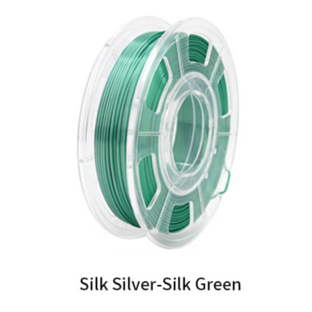 Silk PLA,  Дуоколор пластик "Silk silver-Silk green", JAMGHE
