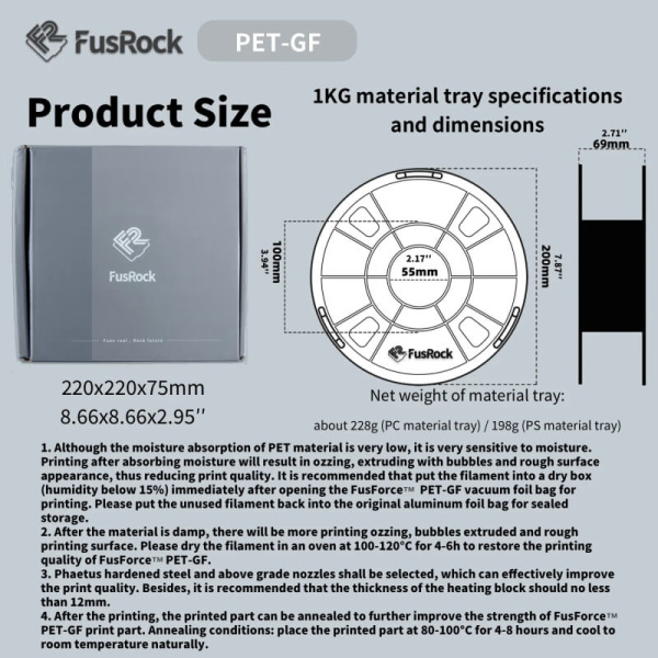 Пластик PET-GF, Стекловолоконный 15%, Black (Черный), FUSROCK