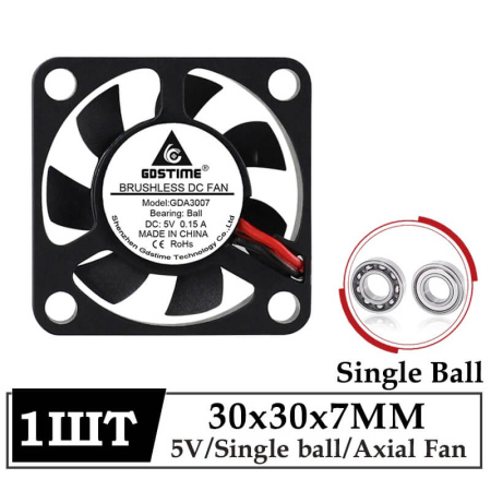 Вентилятор 3007, GDSTime, аксиальный, 5В, One Ball