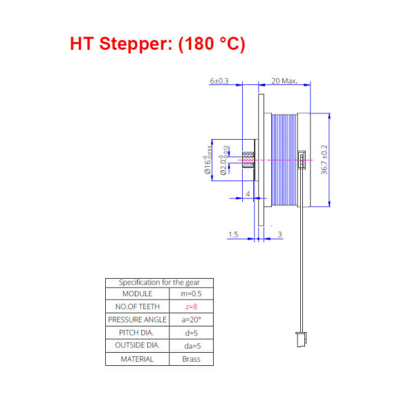 Шаговый двигатель LDO-36STH20-1884AHG, 8T, 36STH, Nema 14