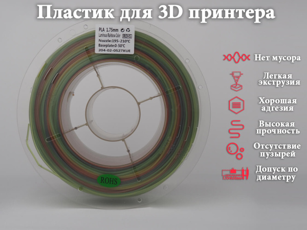 Пластик PLA, Радужный "Люминесцентный V2", KingRoon