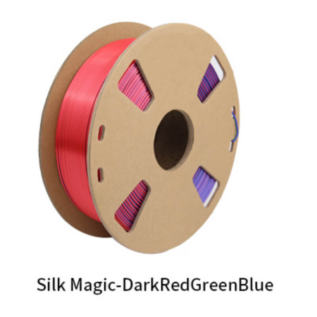 Silk PLA, Триколор пластик "Dark red/Green/Blue", JAMGHE