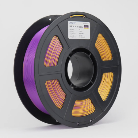 Silk PLA, Триколор пластик Черный / Фиолетовый / Золотой, "Black / Purple / Gold", JAMGHE