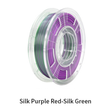 Silk PLA,  Дуоколор пластик "Silk purple red-Silk green", JAMGHE