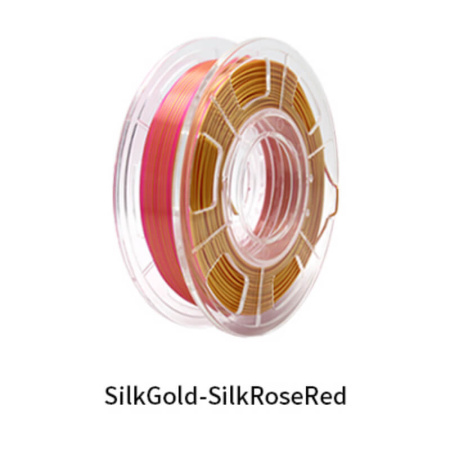 Silk PLA,  Дуоколор пластик "Silk gold-Silk rose red", JAMGHE