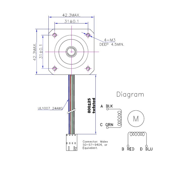 Шаговый двигатель LDO-42STH48-1684MAH, Nema 17