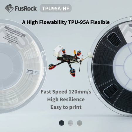 Пластик Hi-Speed TPU 95A, Black (Черный), FUSROCK — TPU материал для гибких и мягких изделий, купить в RRF3DSHOP