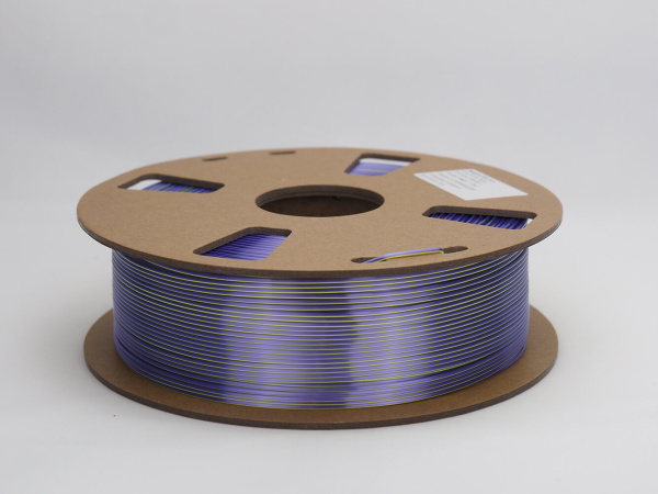 Silk PLA,  Дуоколор пластик "Silk purple-Silk yellow", JAMGHE