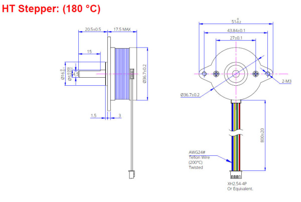 Шаговый двигатель LDO-36STH17-1004AH, 36STH, Длинный Вал, Nema 14