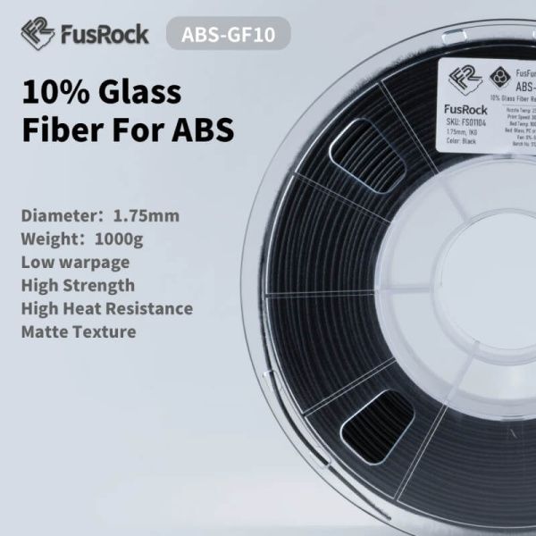 Пластик ABS-GF, Стеклонаполненный 10%, Black, FUSROCK