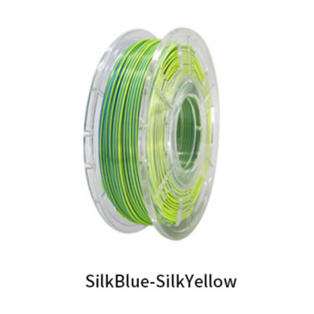 Silk PLA,  Дуоколор пластик "Silk blue-Silk yellow", JAMGHE