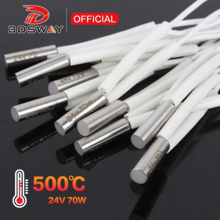 Нагревательный элемент картридж 24В, 70Вт, 6*20мм, 200см — нагреватель / термопара для 3D-принтера Нагревательный элемент картридж 24В, 70Вт, 6*20мм, 200см — компонент термозоны