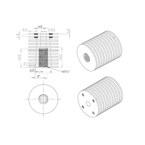 Модифицированный E3D радиатор V6, для Voron 2.4R2, Синий, Тип №4