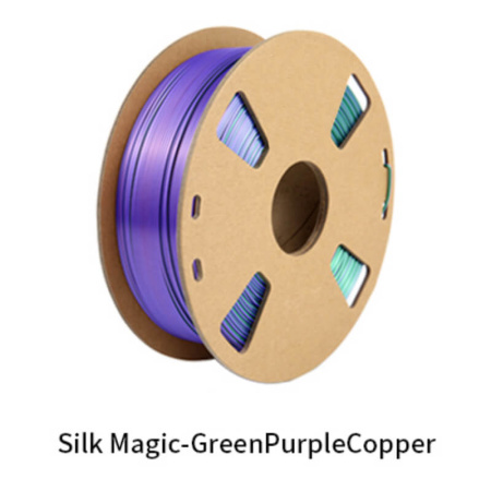 Silk PLA, Триколор пластик "Green/Purple/Copper", JAMGHE