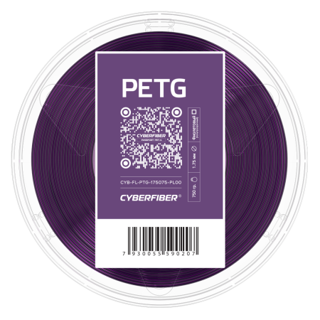 PETG, пластик "Прозрачный Фиолетовый", CyberFiber PETG, пластик "Прозрачный Фиолетовый", CyberFiber